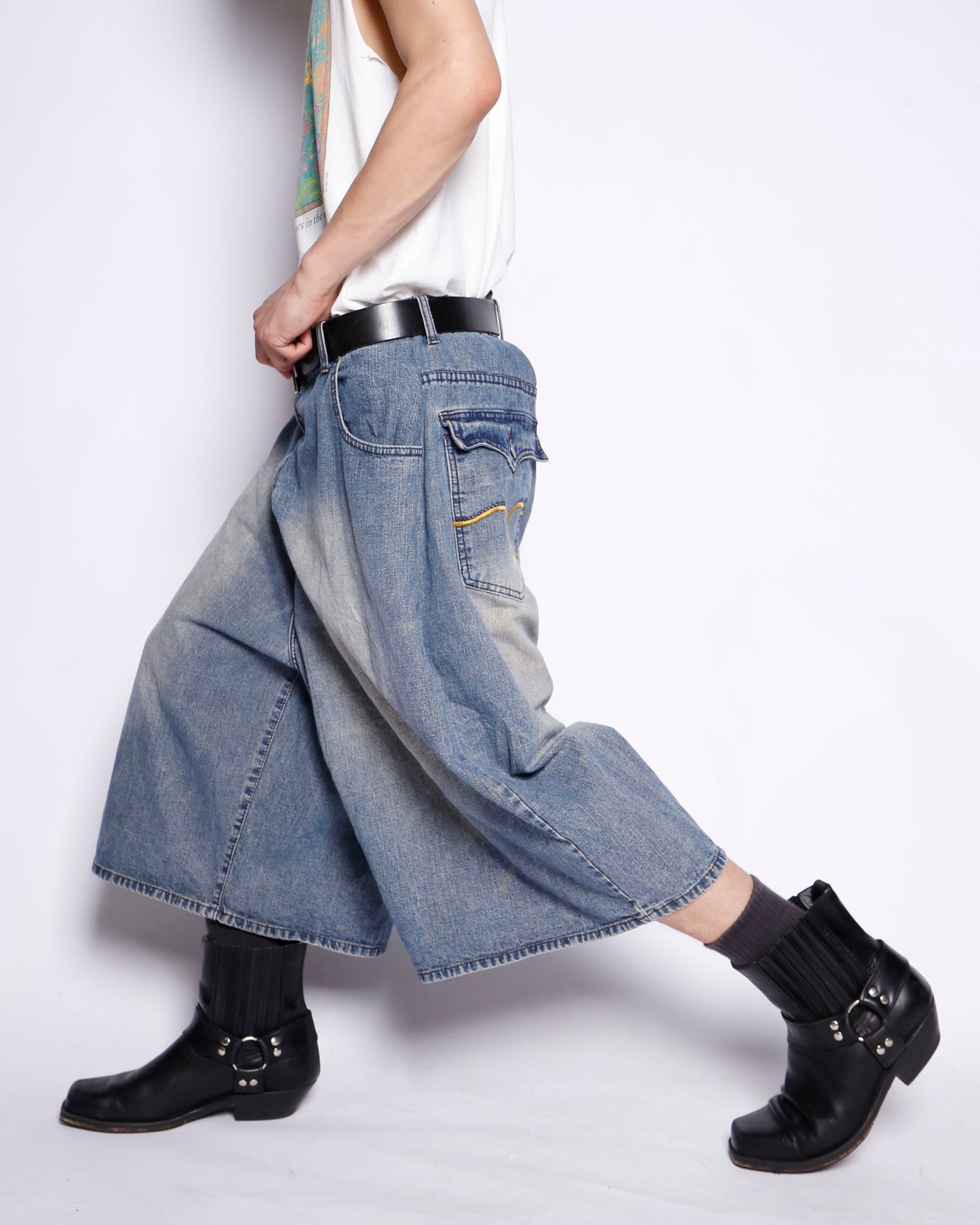 vintage  faded denim bermuda shorts *resized
