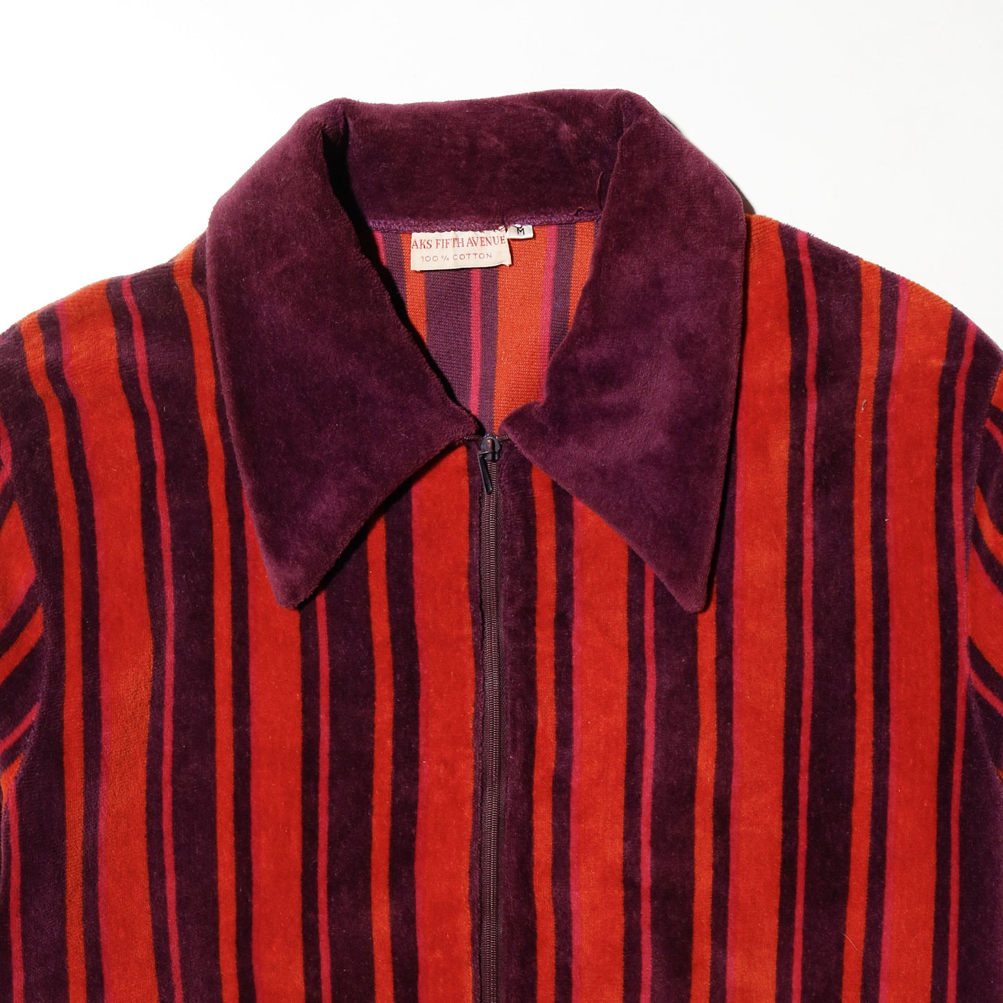 vintage 70's stripe pile half zip shirt