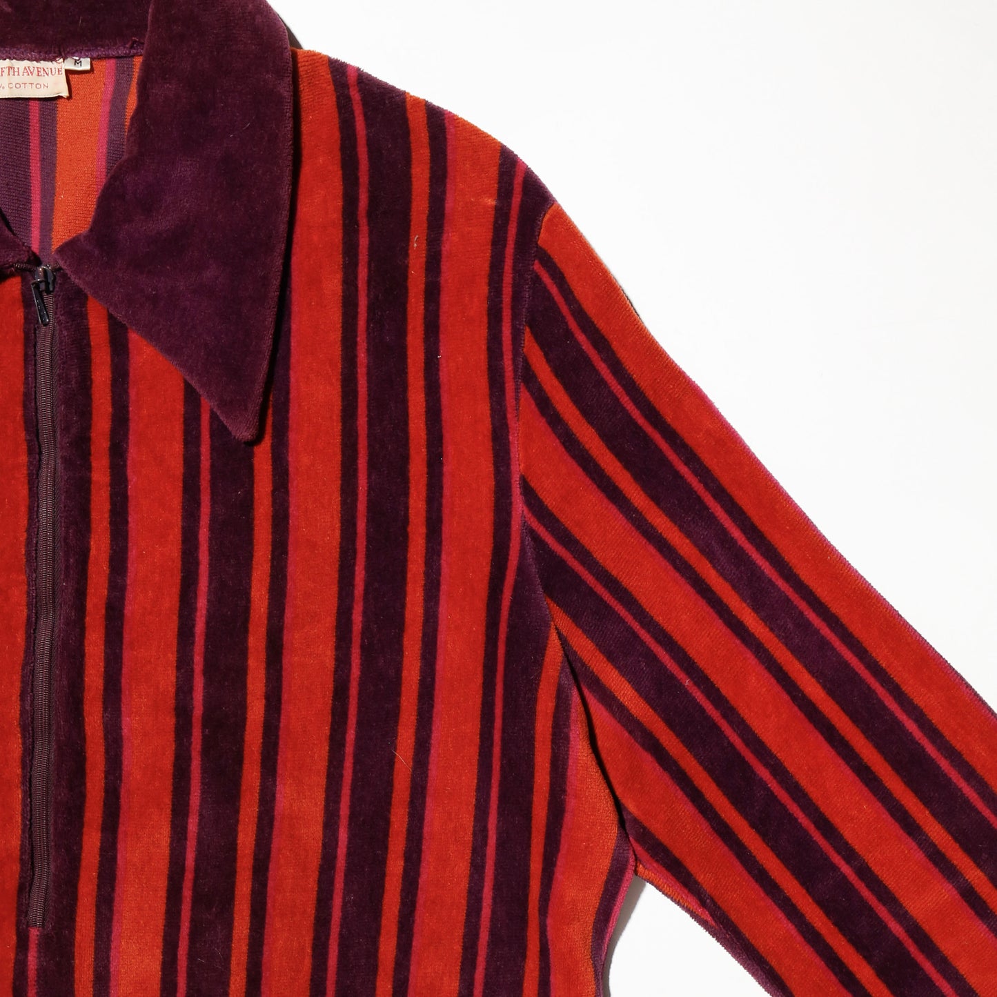 vintage 70's stripe pile half zip shirt