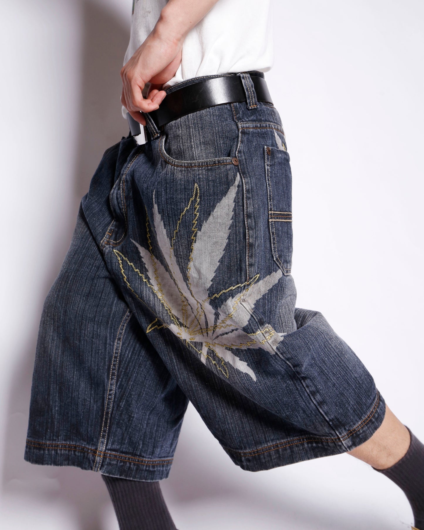 vintage muka jean cannabis denim bermuda shorts