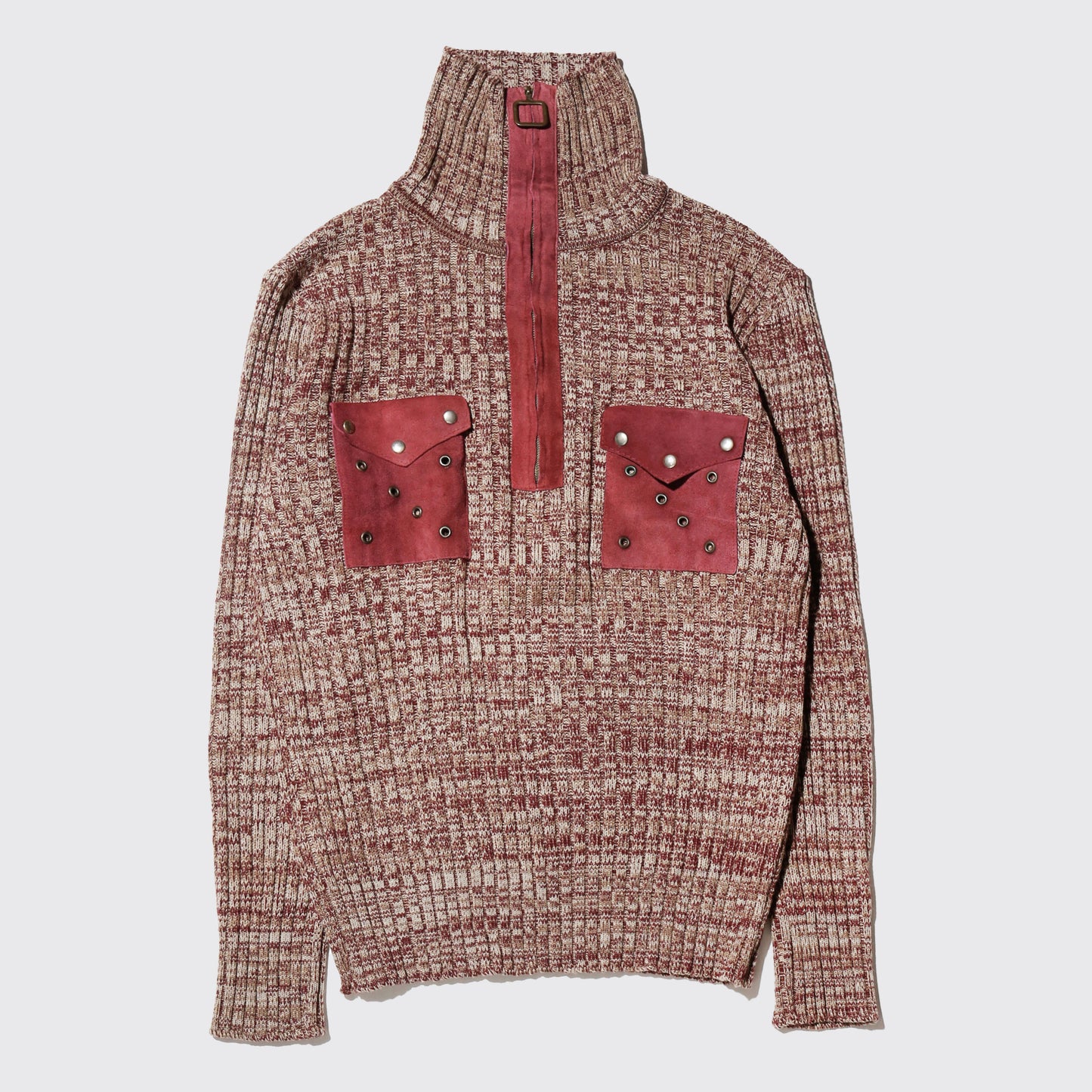 vintage 70's leather combi melange sweater