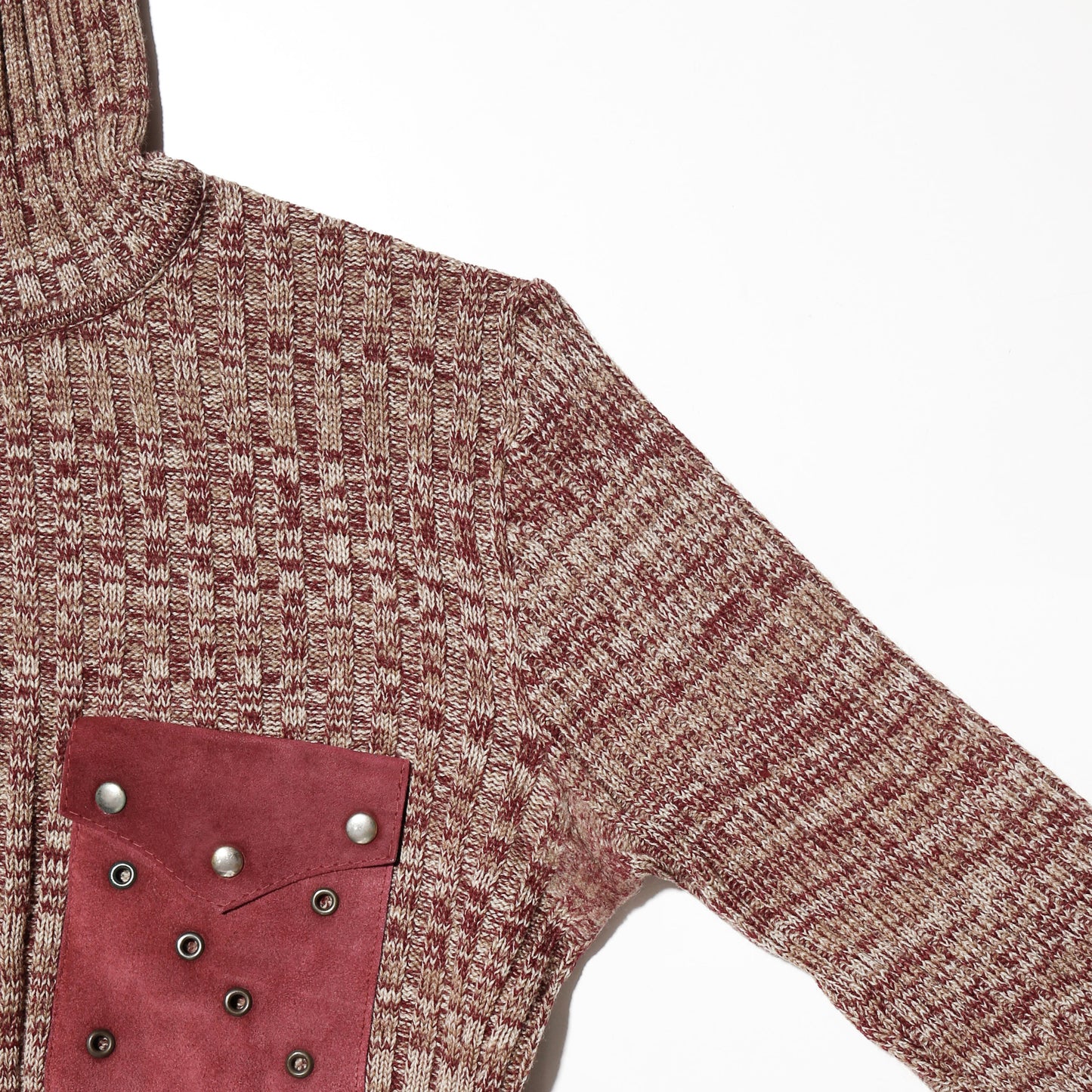 vintage 70's leather combi melange sweater