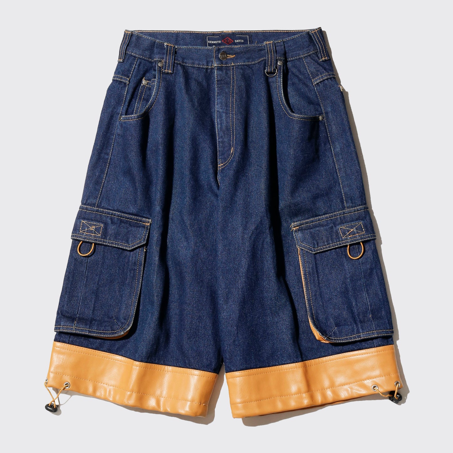 vintage kenneth david leather combi cargo bermuda shorts