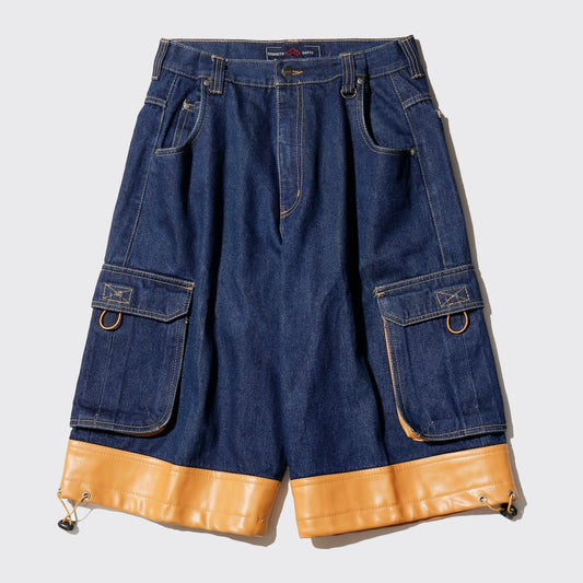vintage kenneth david leather combi cargo bermuda shorts