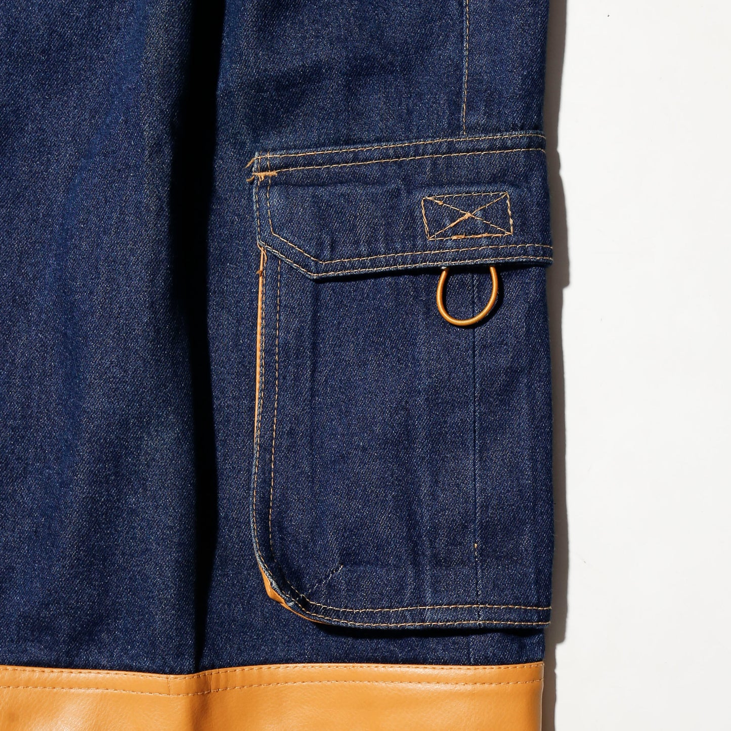 vintage kenneth david leather combi cargo bermuda shorts