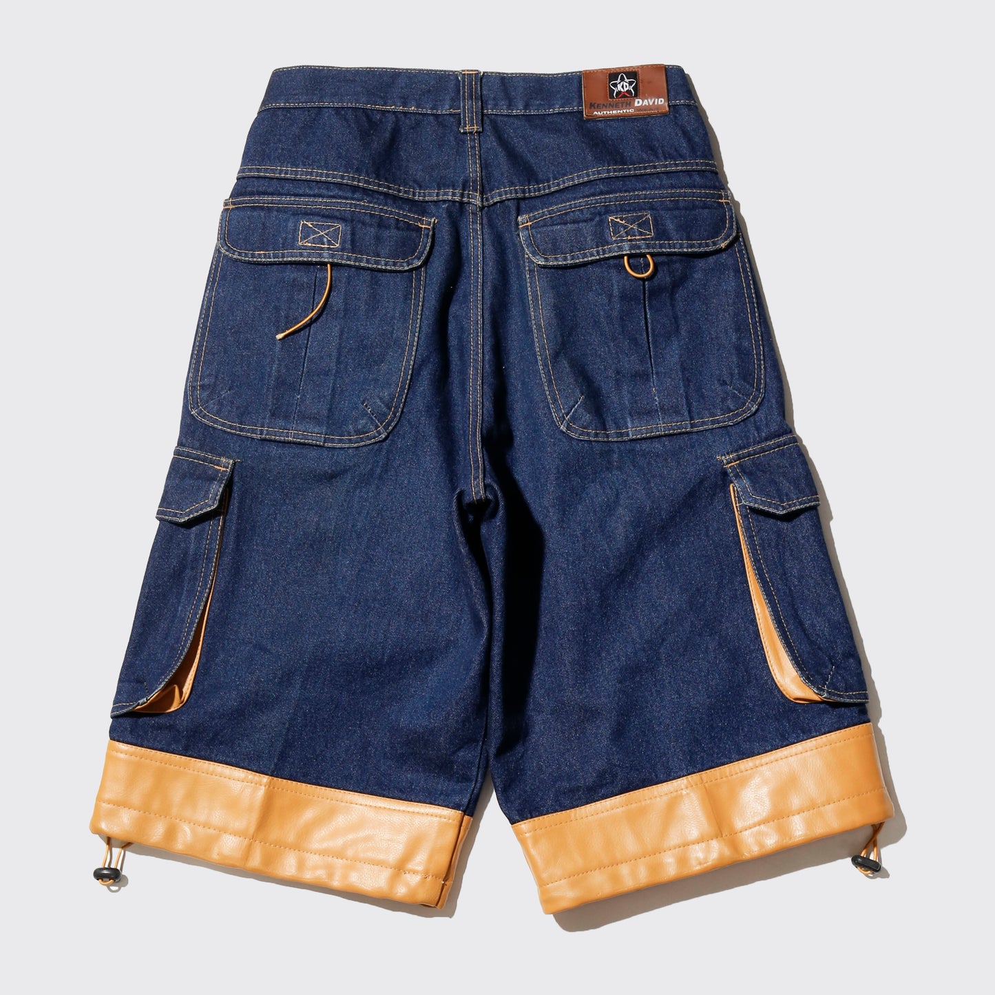 vintage kenneth david leather combi cargo bermuda shorts