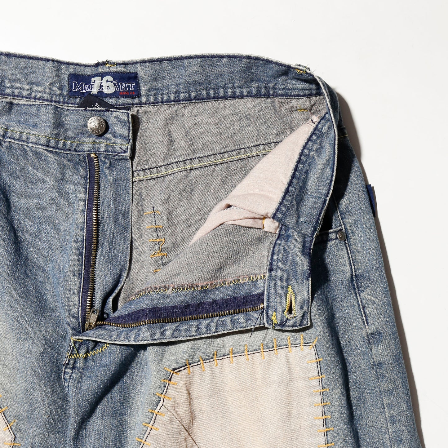 vintage knee patchwork bermuda denim shorts *resized