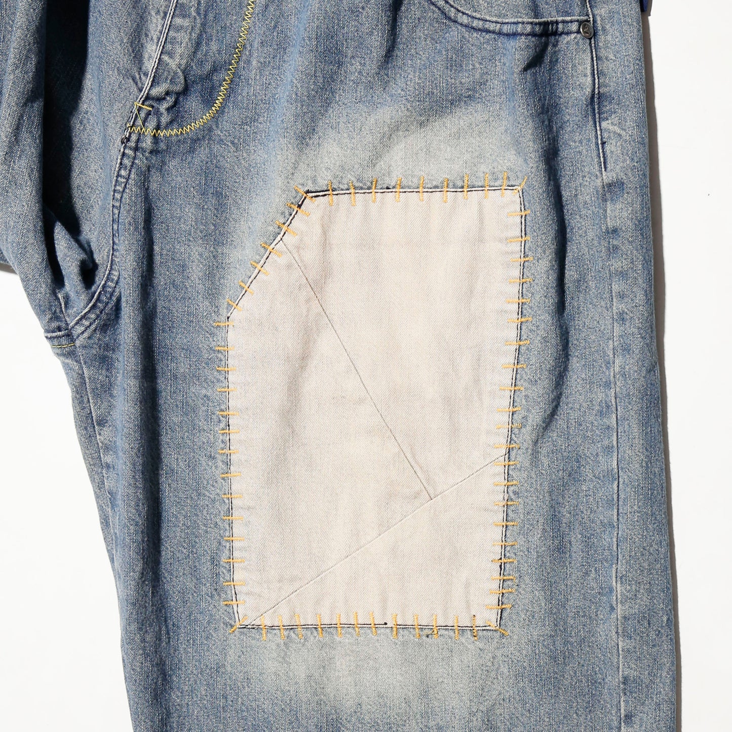 vintage knee patchwork bermuda denim shorts *resized