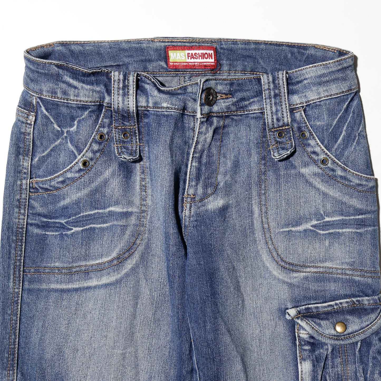 vintage low rise suede patch utility flare jeans