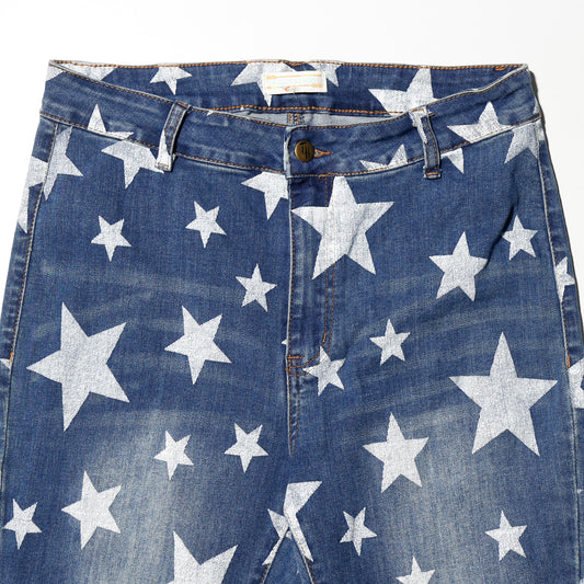 vintage faded star mega flare jeans