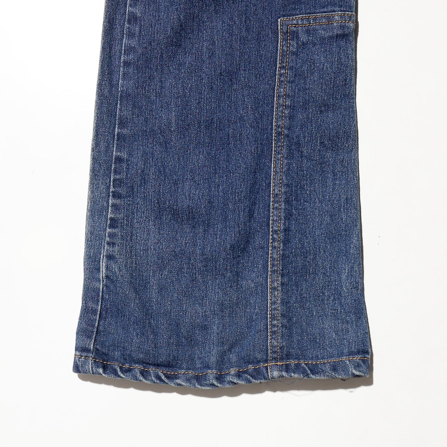 vintage low rise suede patch utility flare jeans