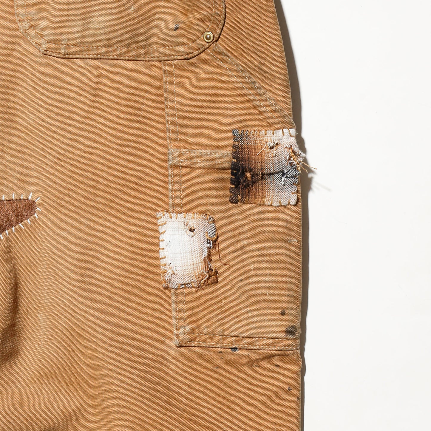 *one-off repaired double knee trousers, *hand crane stitched