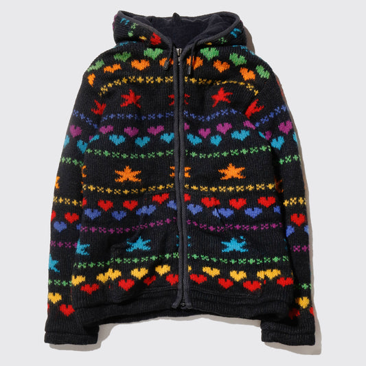 vintage love/star knit hoodie