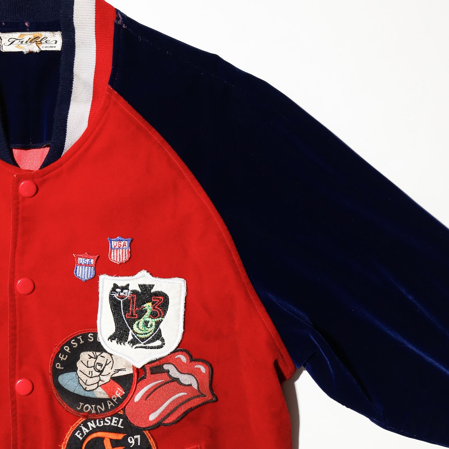*one-off custom velvet varsity jacket