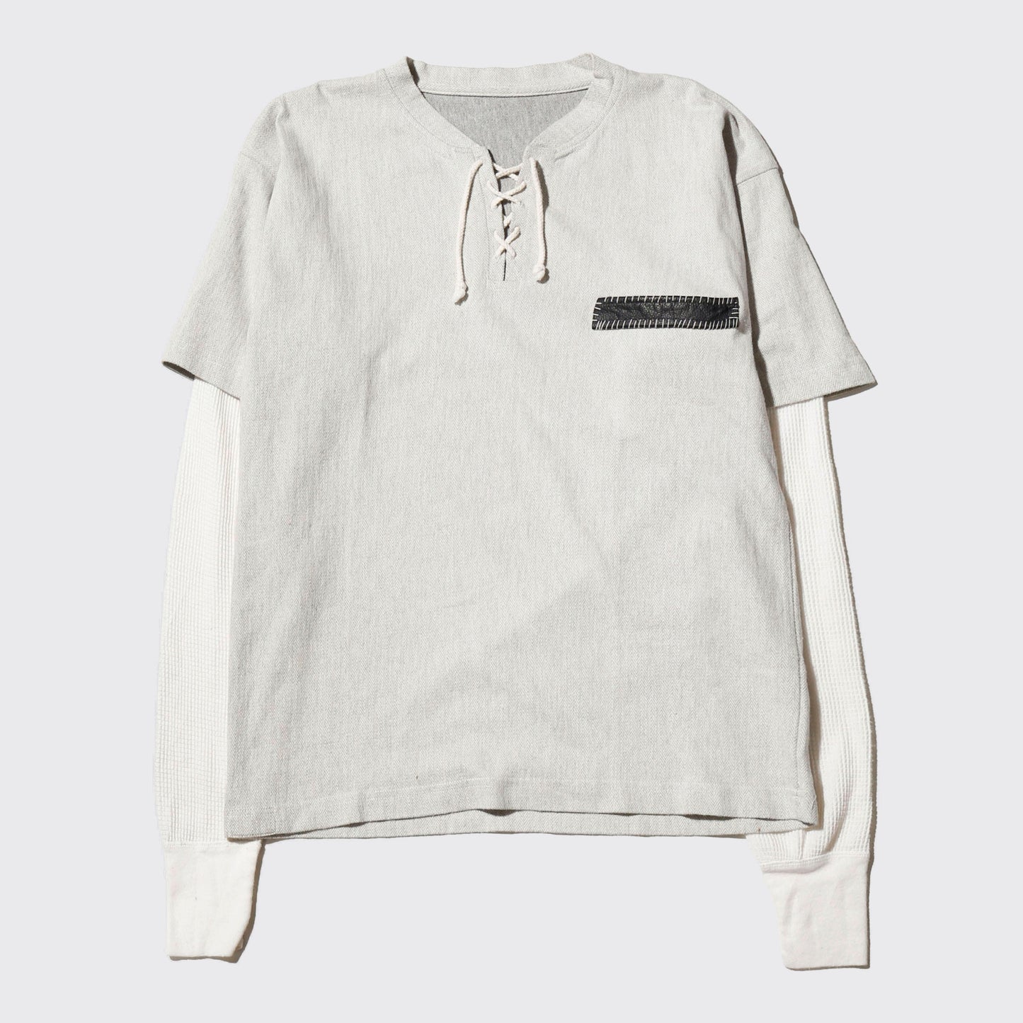 vintage hybrid lace up herringbone pullover
