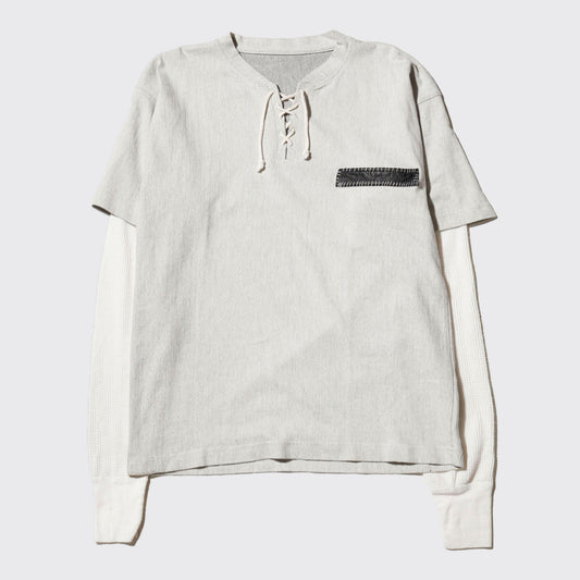 vintage hybrid lace up herringbone pullover