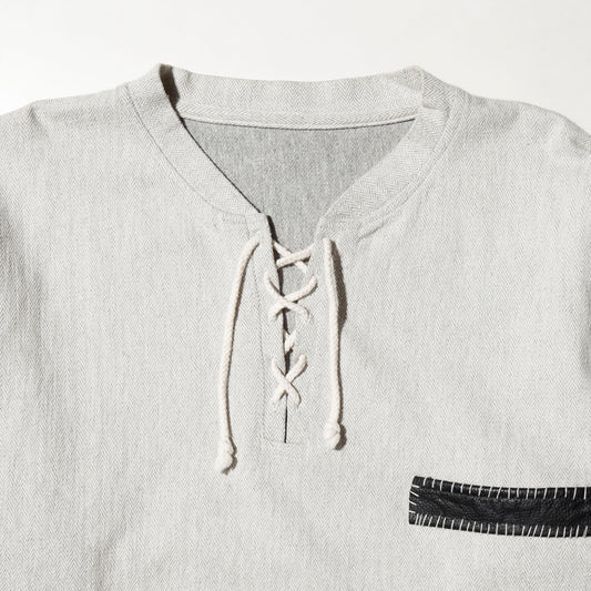 vintage hybrid lace up herringbone pullover