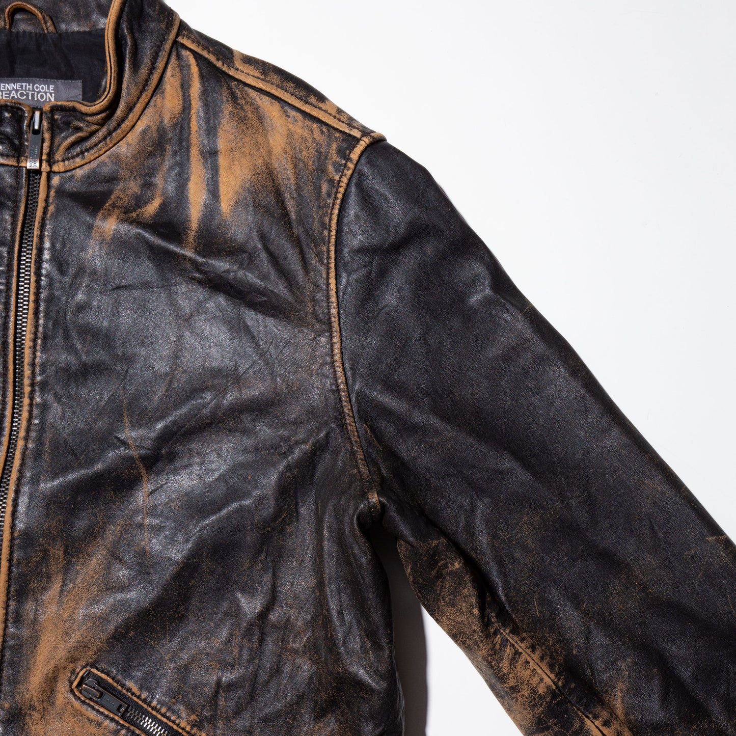 vintage accident fade leather jacket