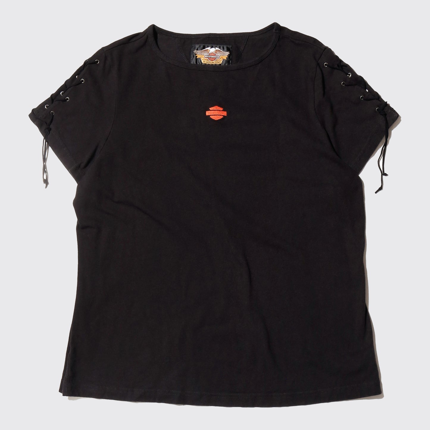 vintage harley-davidson broderied lace up t-shirt