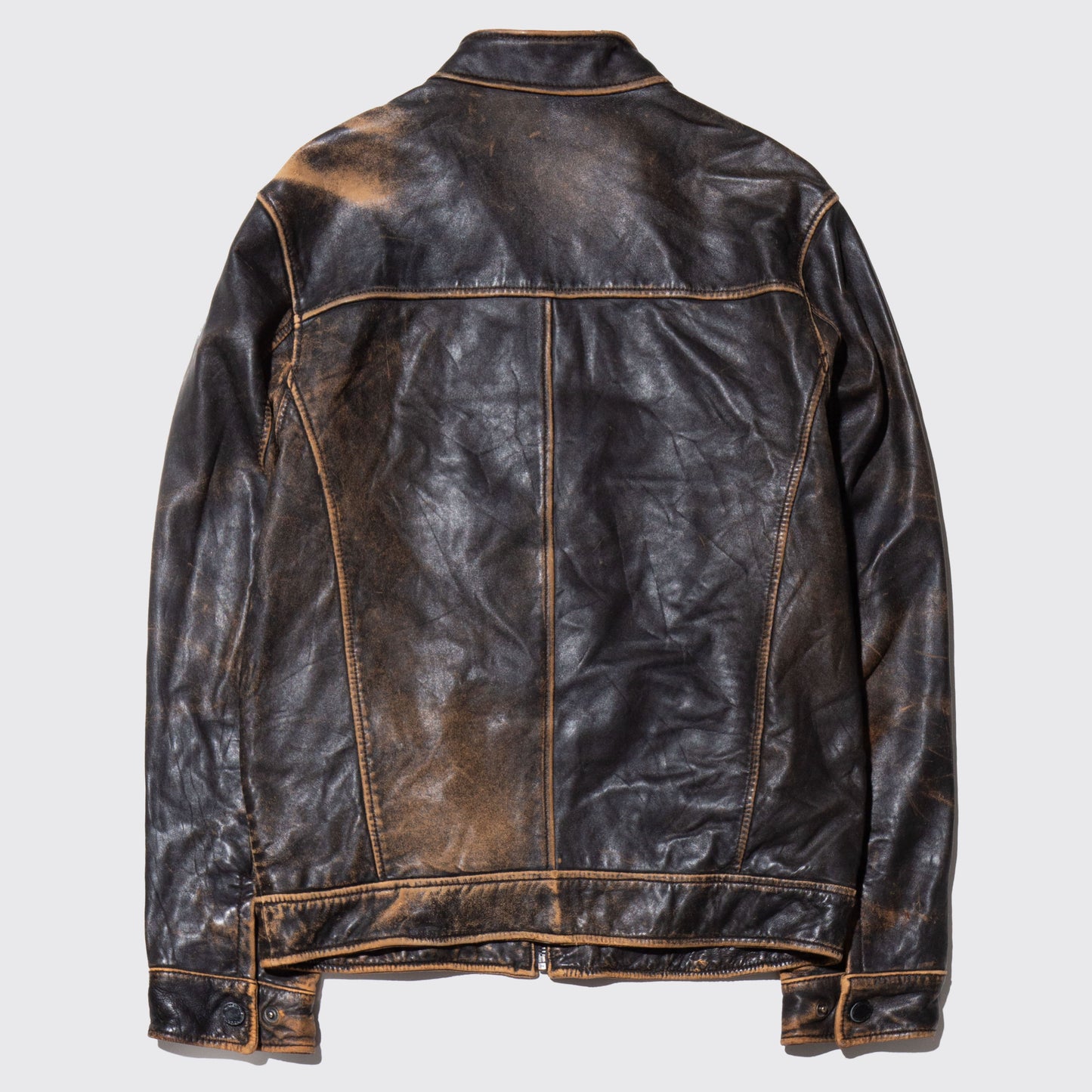 vintage accident fade leather jacket