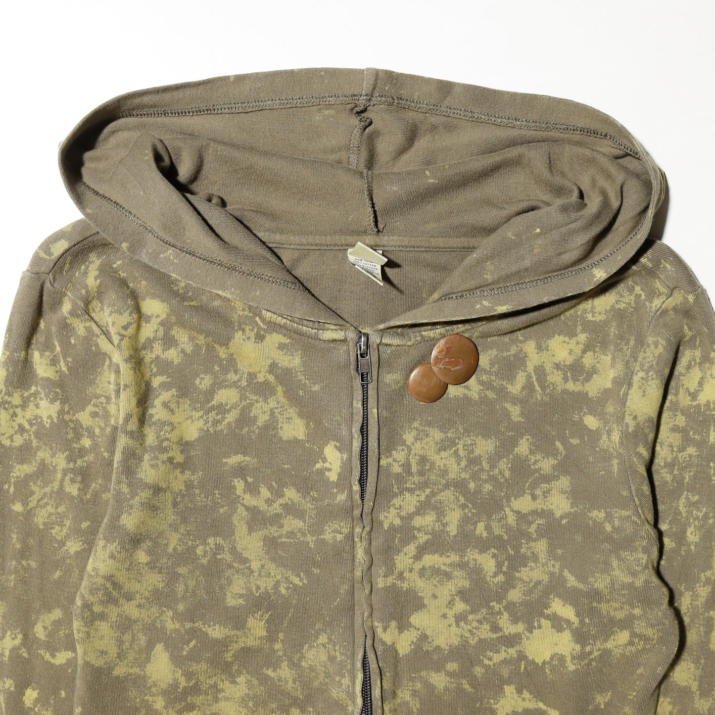vintage acid camo hoodie, with copper badge