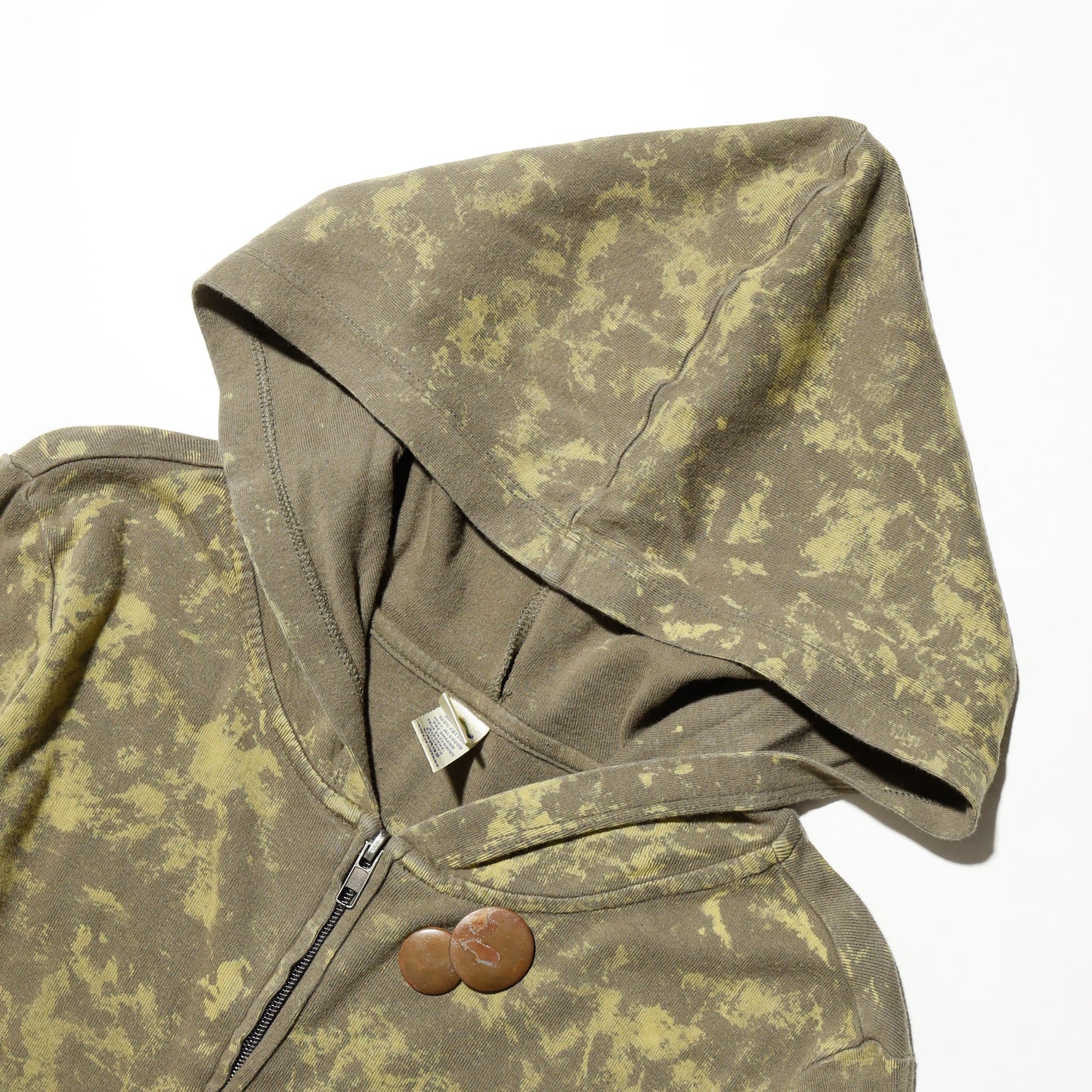 vintage acid camo hoodie, with copper badge