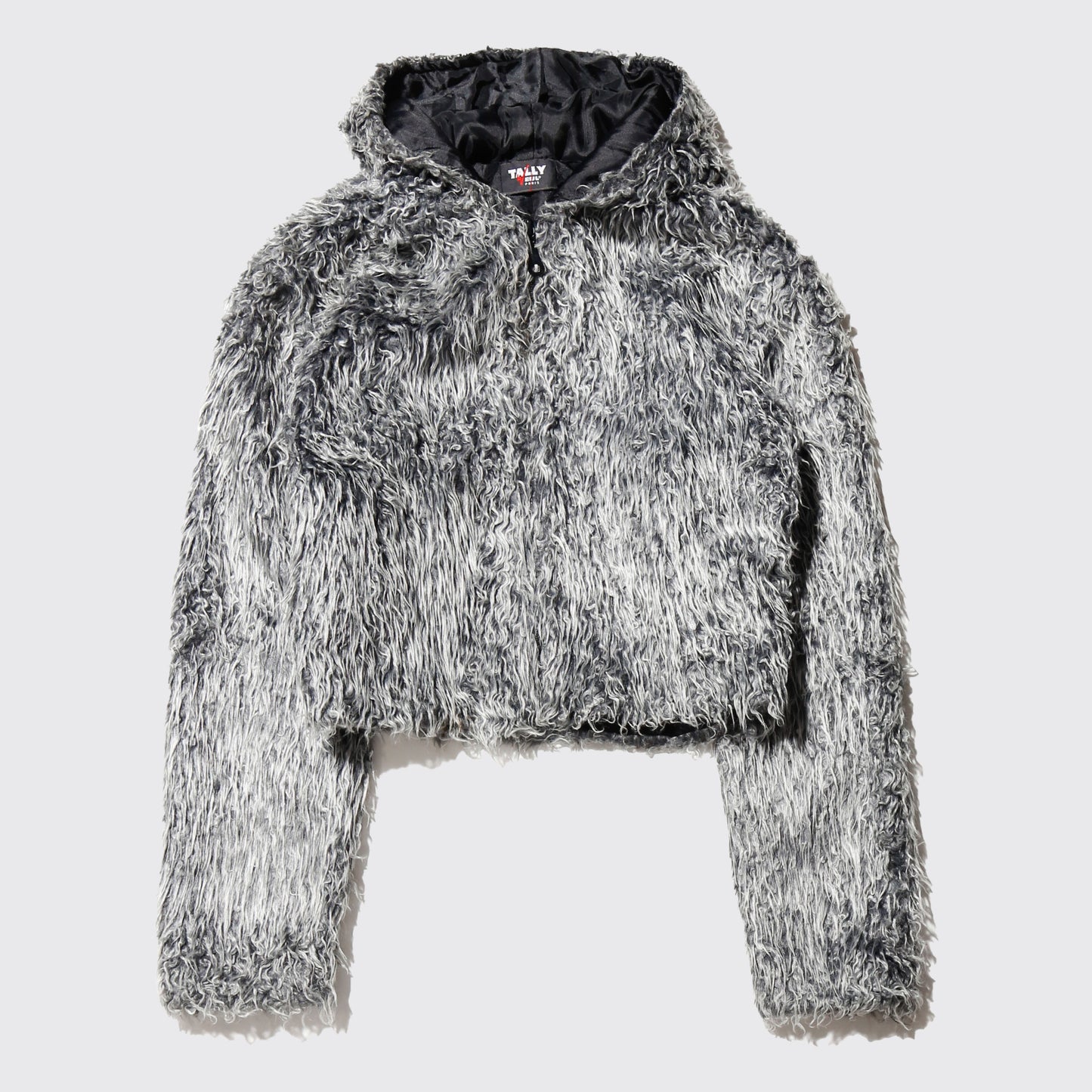 vintage euro cropped faux fur hoodie