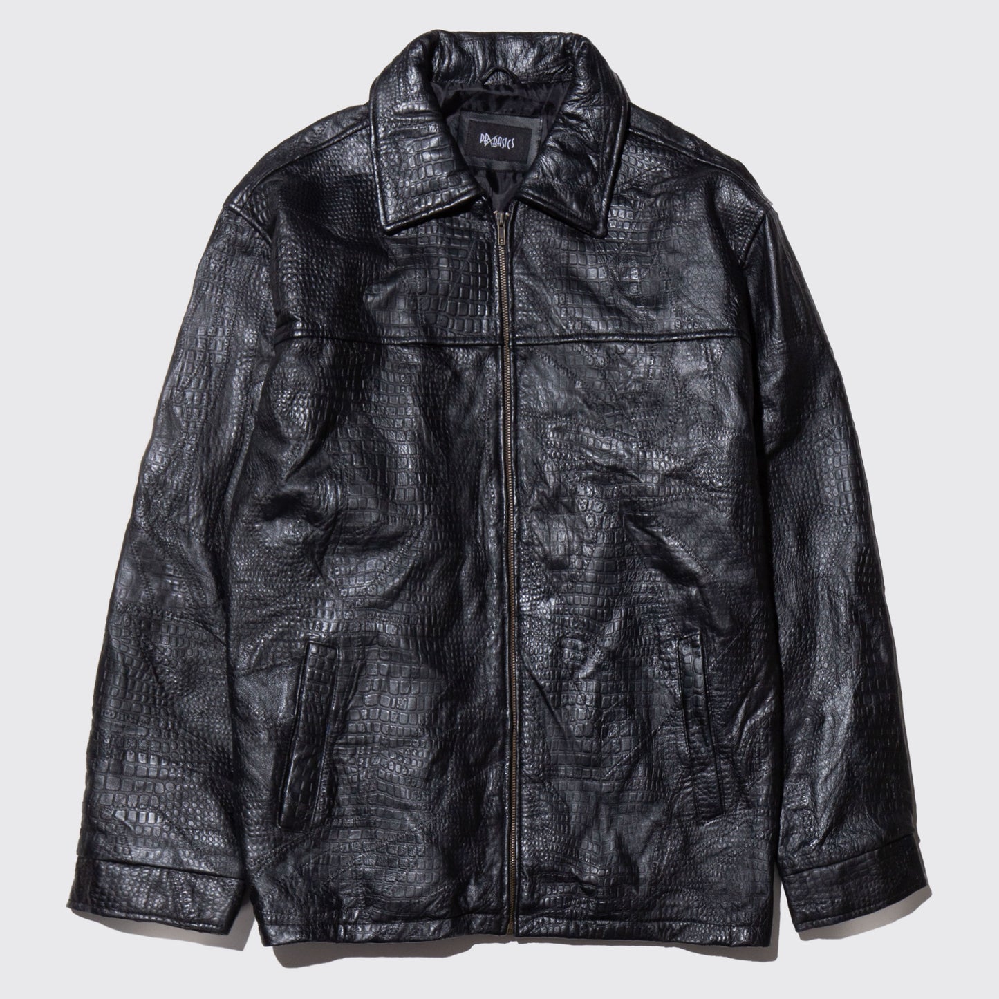 vintage croc pattern leather jacket