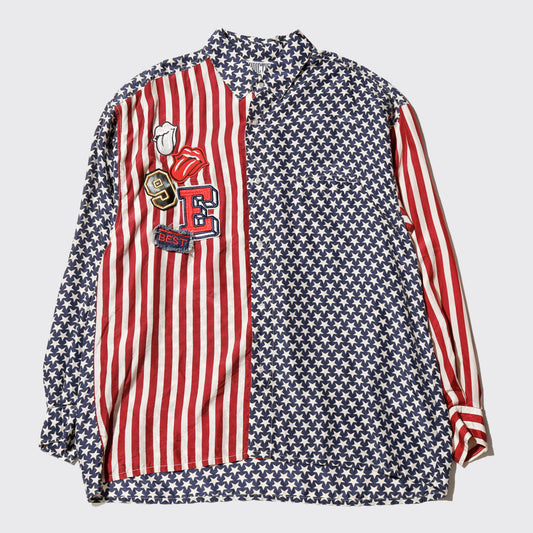 *one-off custom star and stripe silk shirt