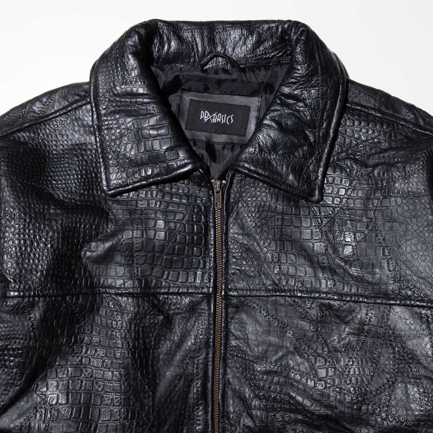 vintage croc pattern leather jacket