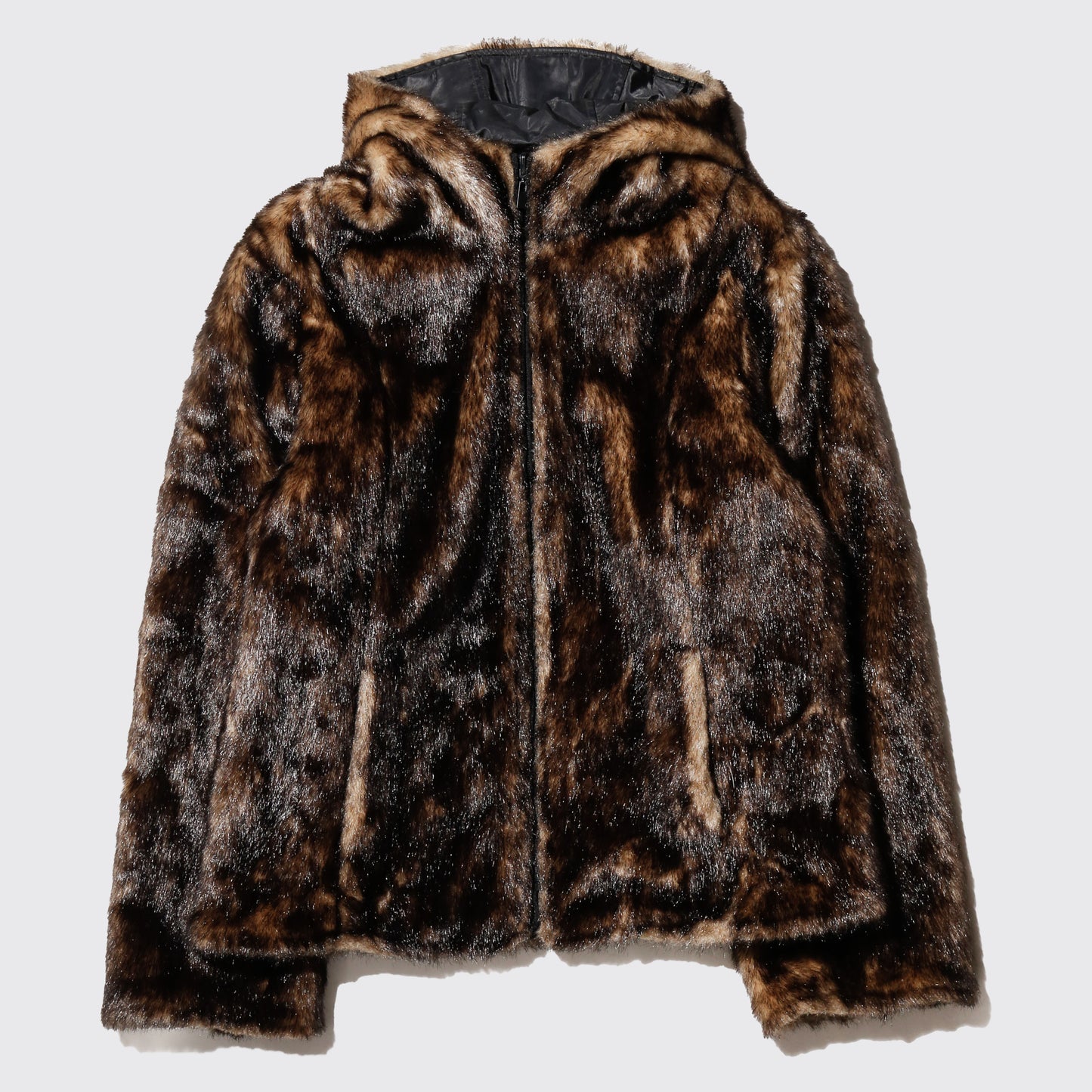 vintage faux fur hooded jacket
