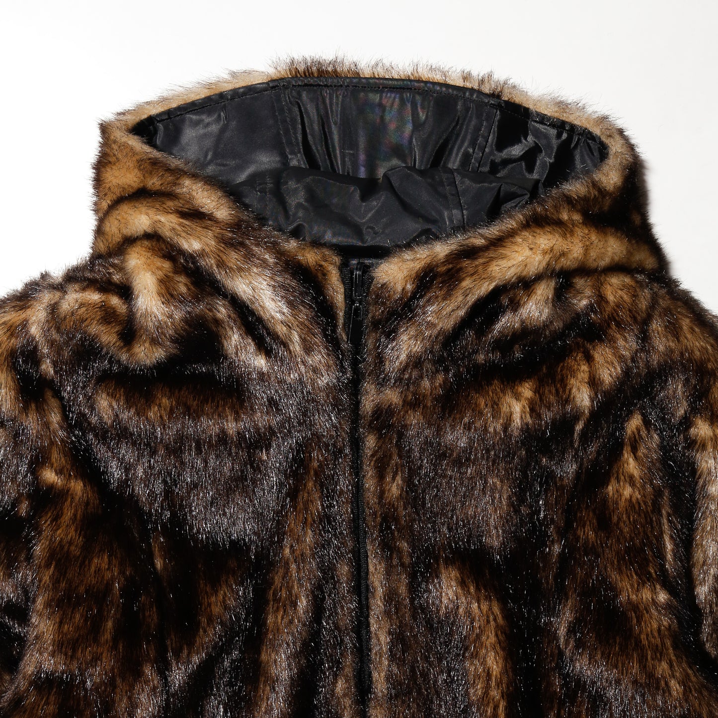 vintage faux fur hooded jacket
