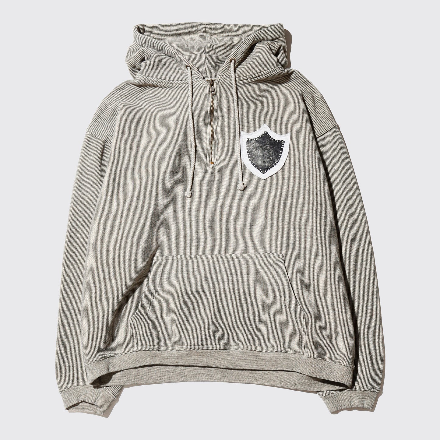 vintage emblemed stripe half zip hoodie