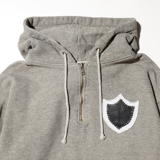 vintage emblemed stripe half zip hoodie