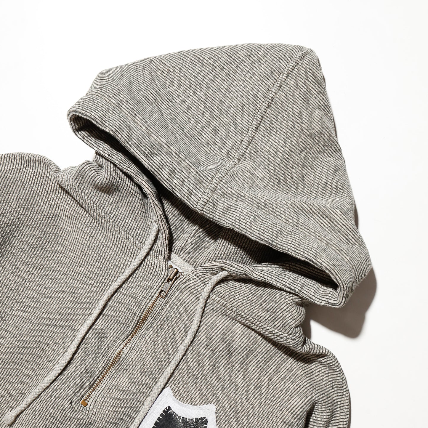 vintage emblemed stripe half zip hoodie