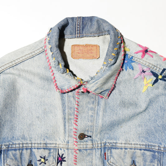 *one-off 80's levi's hand stitched floral trucker jacket