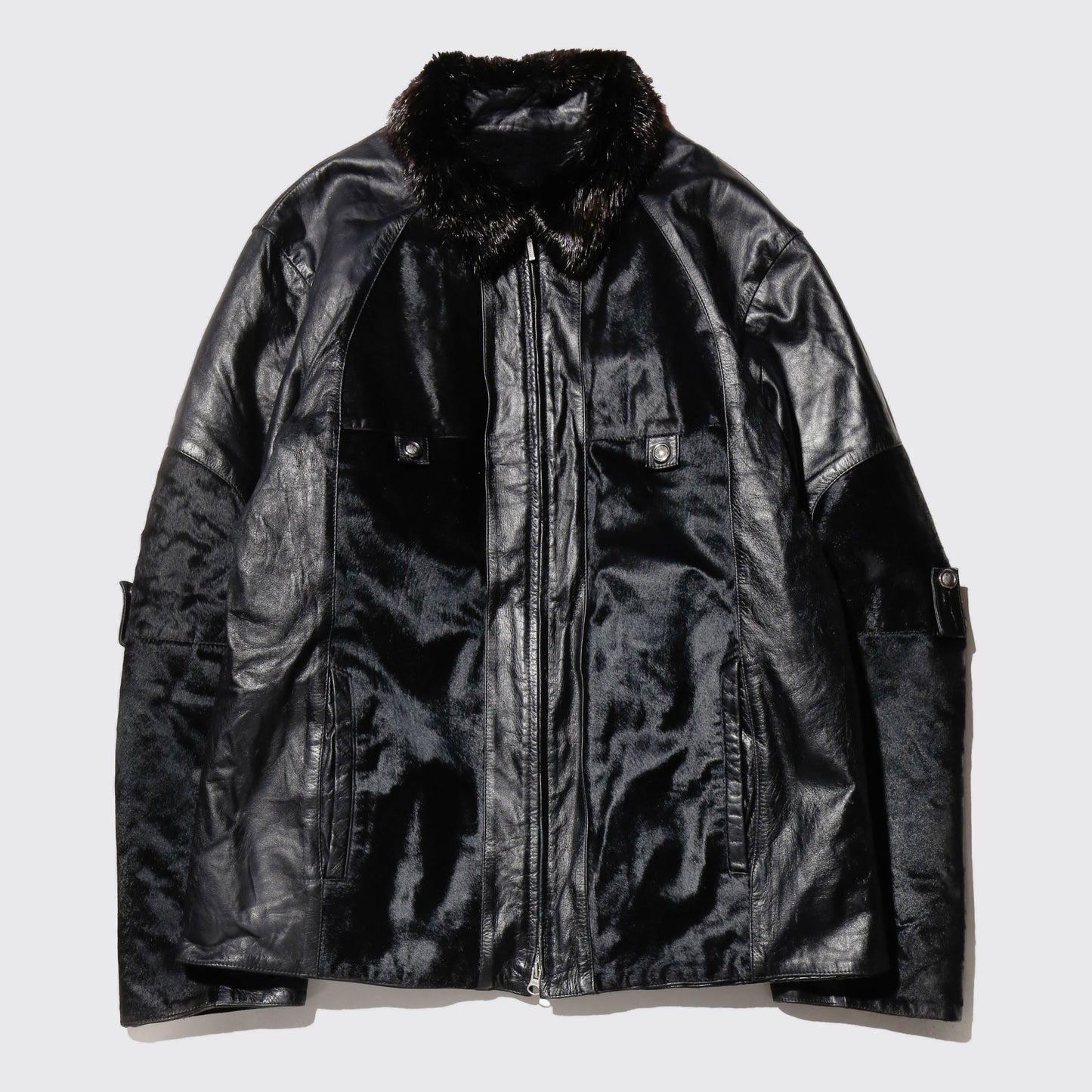 vintage unborn leather jacket , with boa liner