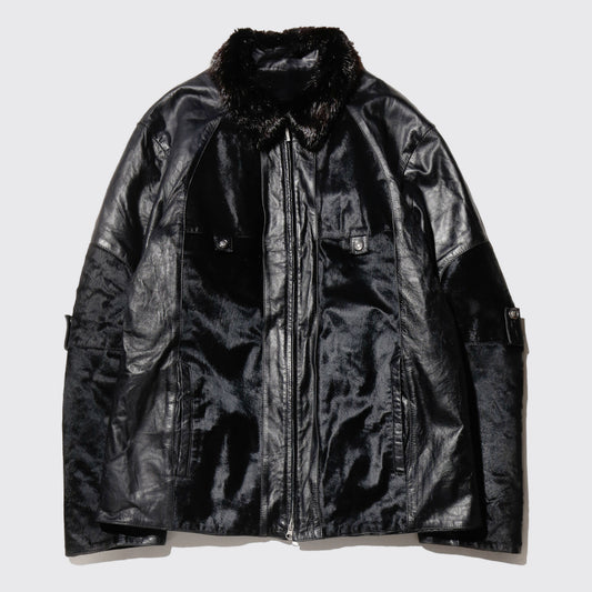 vintage unborn leather jacket , with boa liner