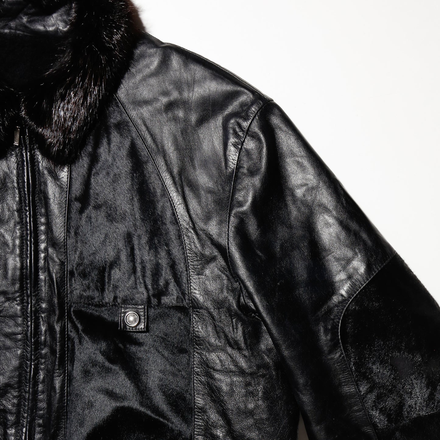 vintage unborn leather jacket , with boa liner