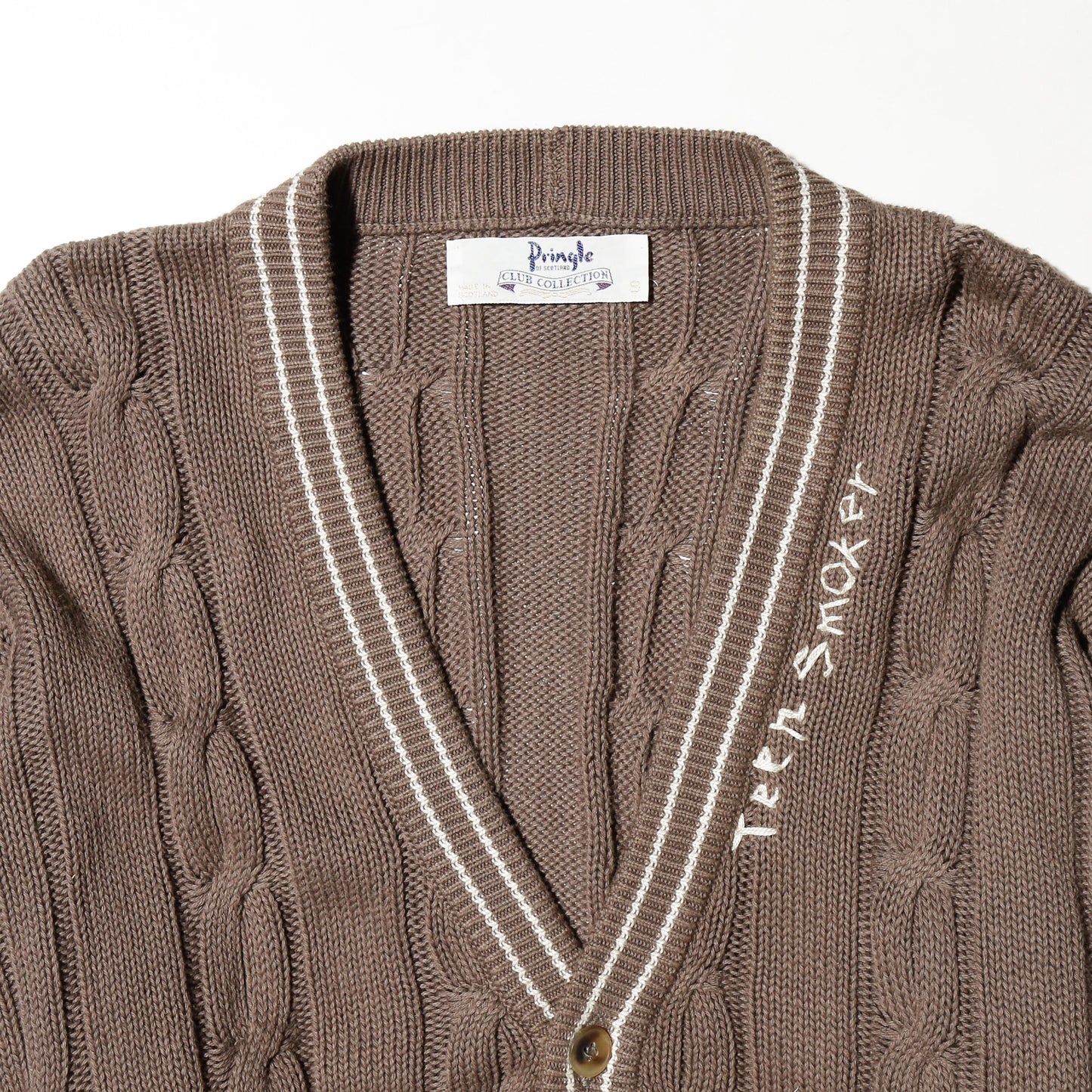 *one-off hand stitched cardigan, "teen smoker"