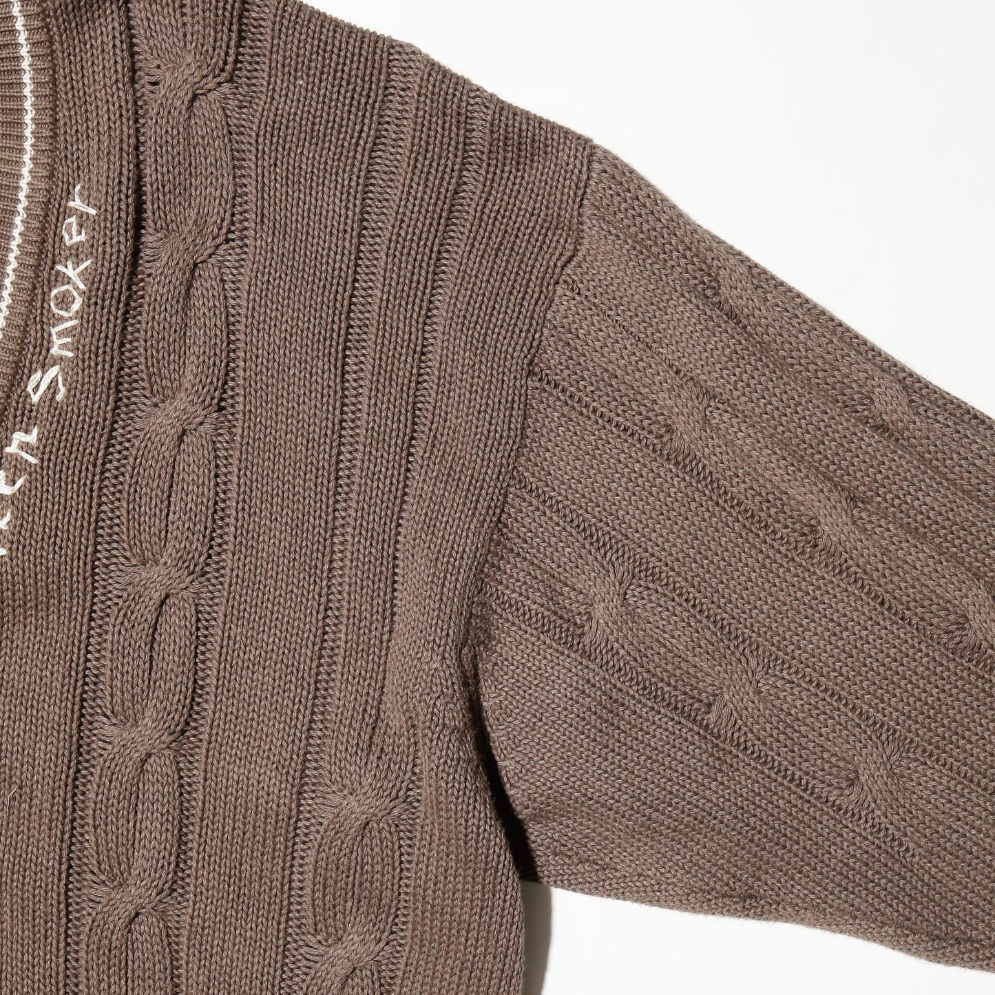 *one-off hand stitched cardigan, "teen smoker"
