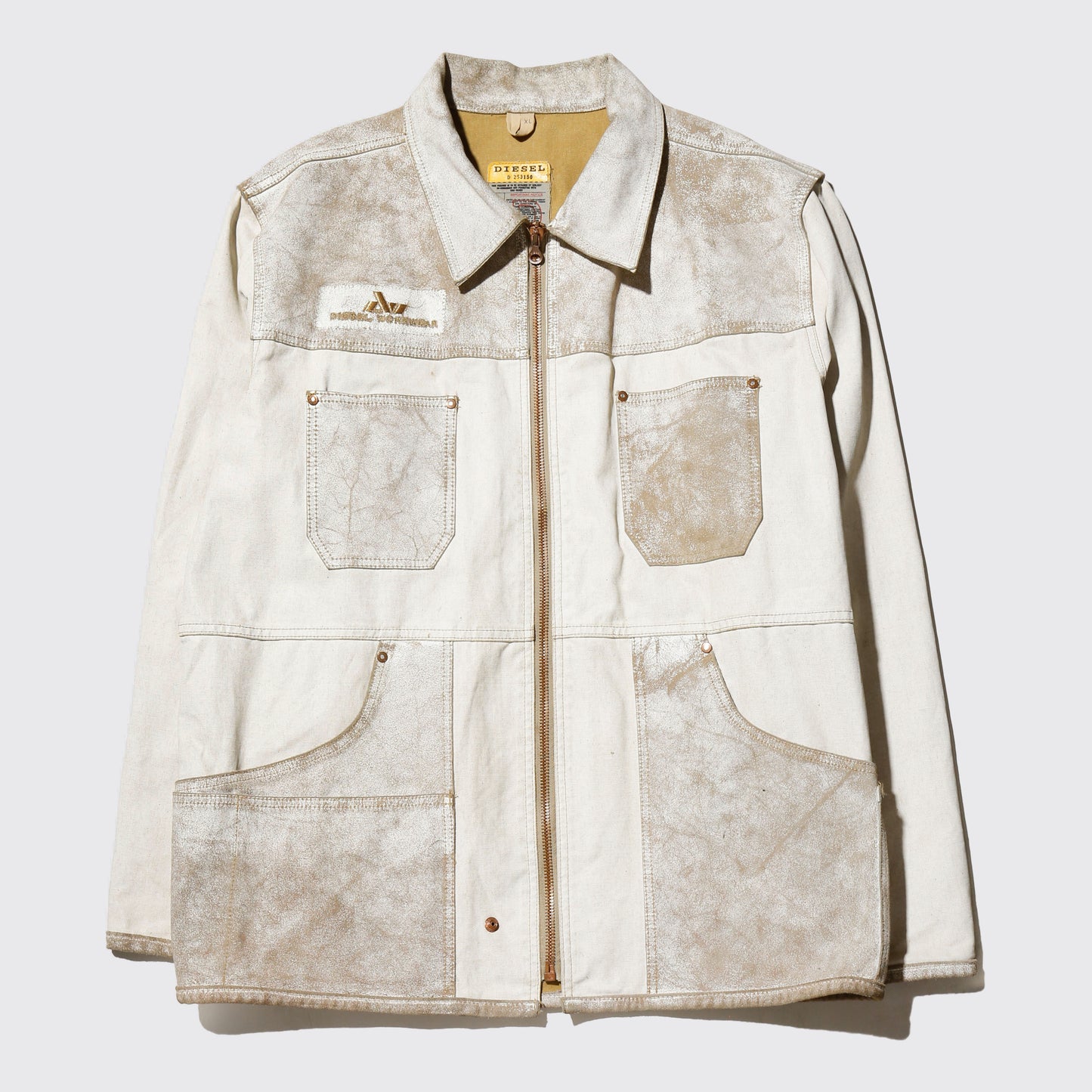 vintage 00's diesel distressed paint coveralls jacket