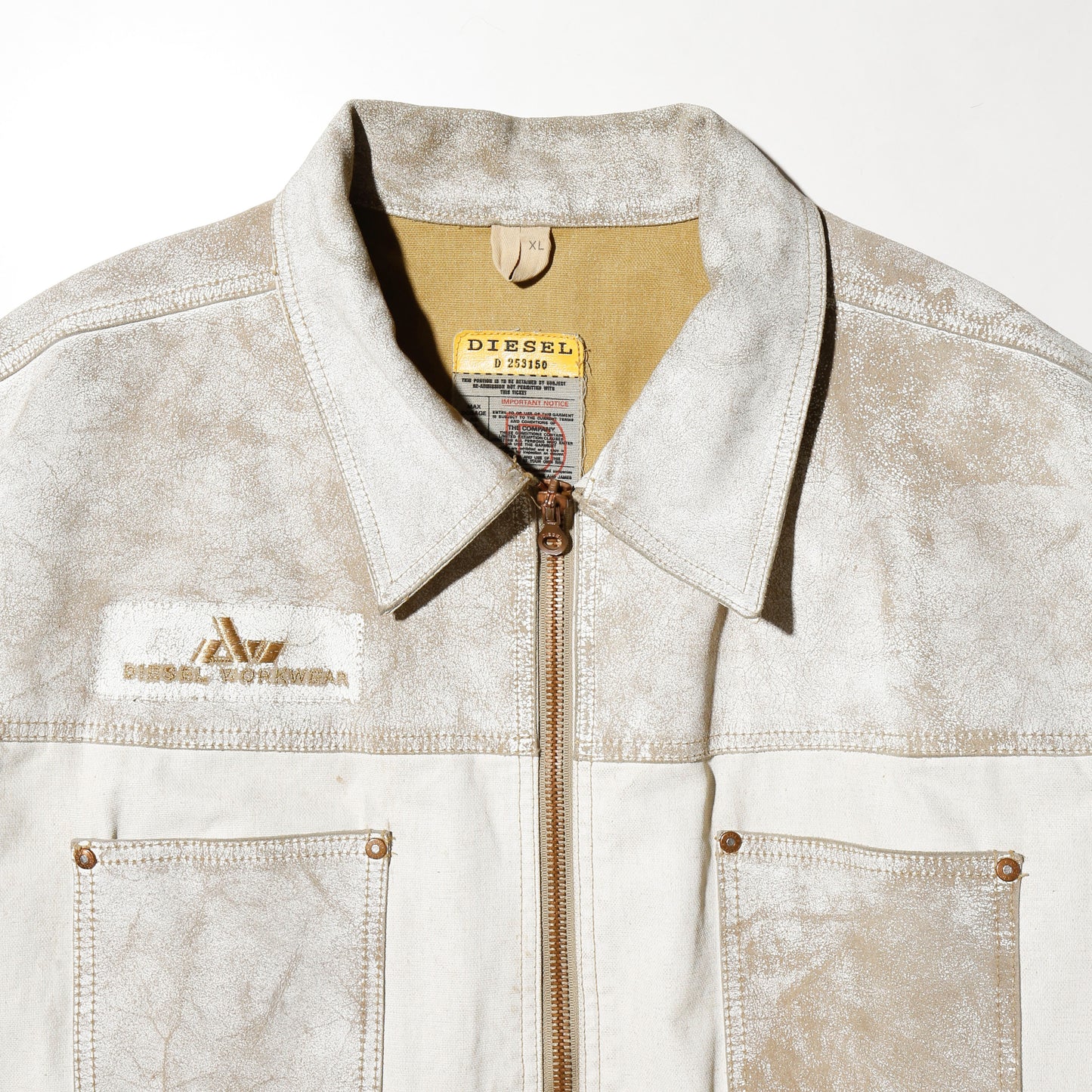 vintage 00's diesel distressed paint coveralls jacket