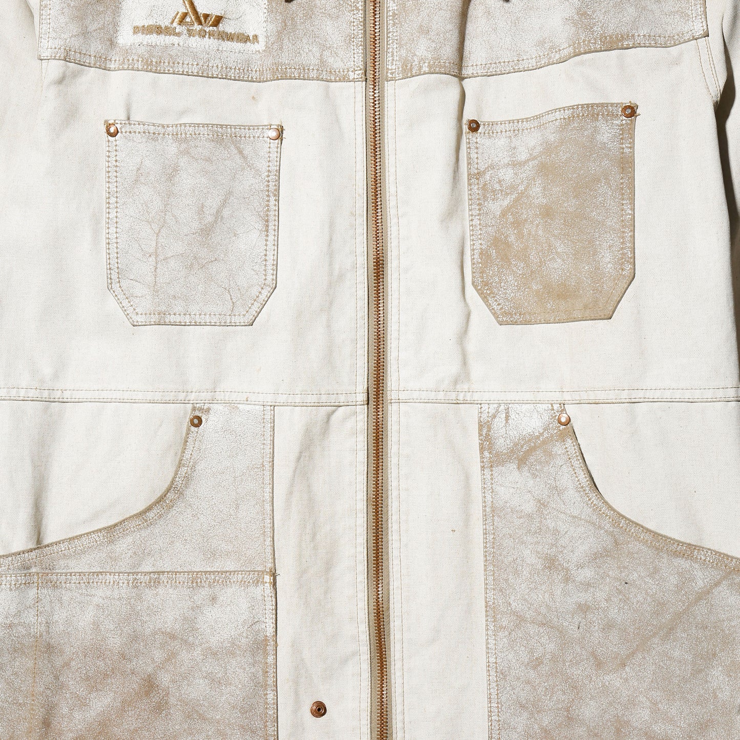 vintage 00's diesel distressed paint coveralls jacket