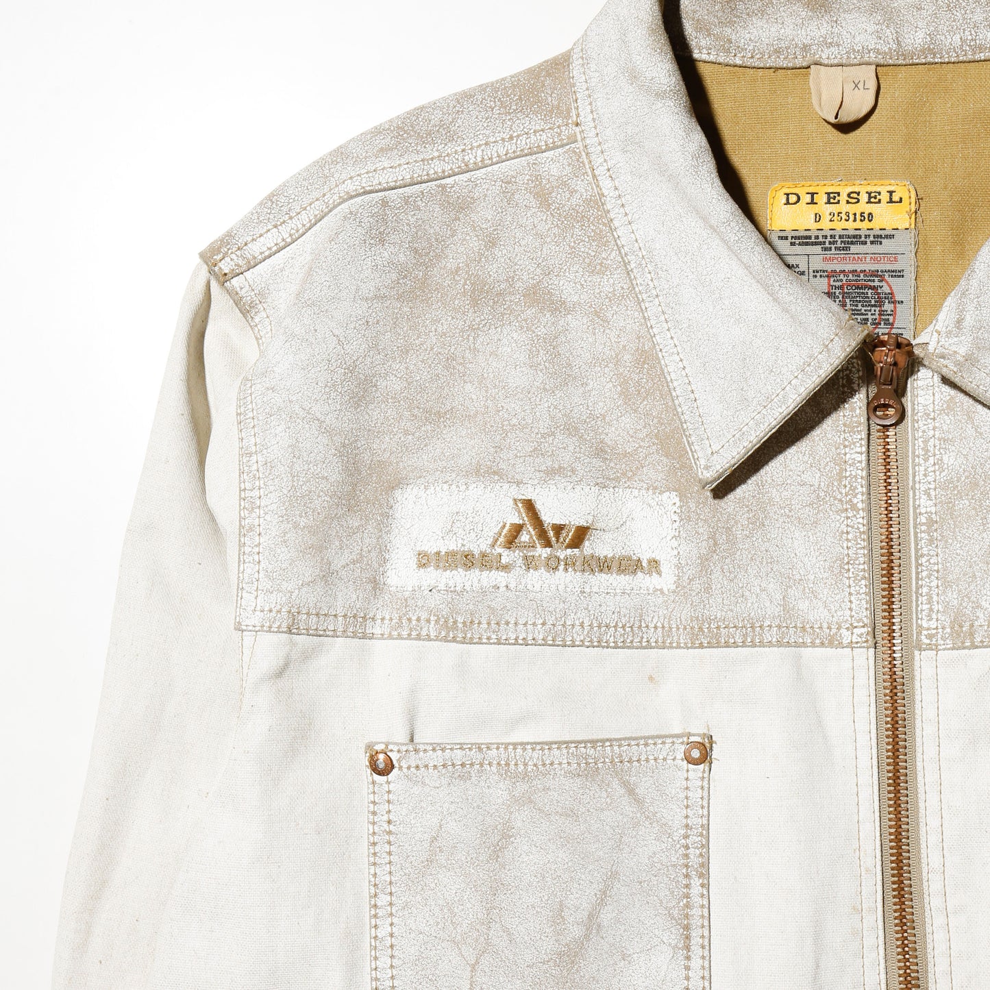 vintage 00's diesel distressed paint coveralls jacket