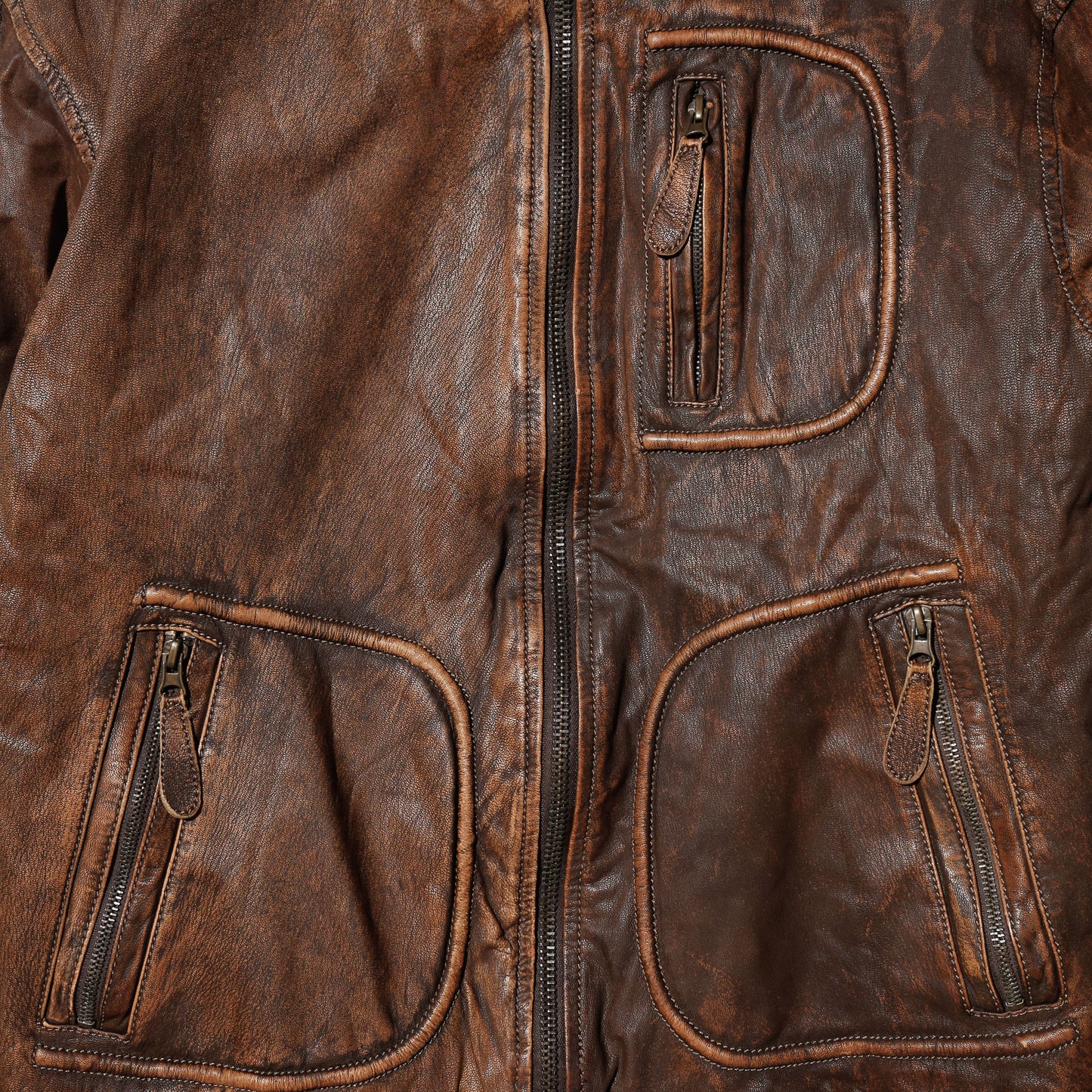 vintage ribbed aviator leather jacket