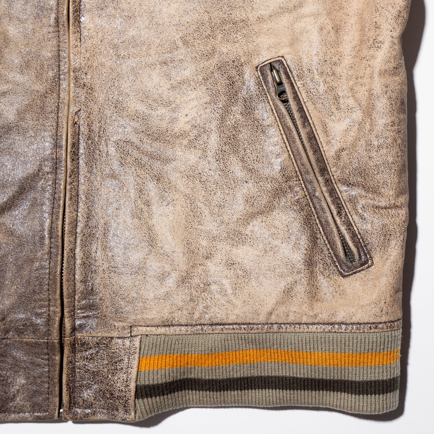 vintage quick silver faded rib leather jacket