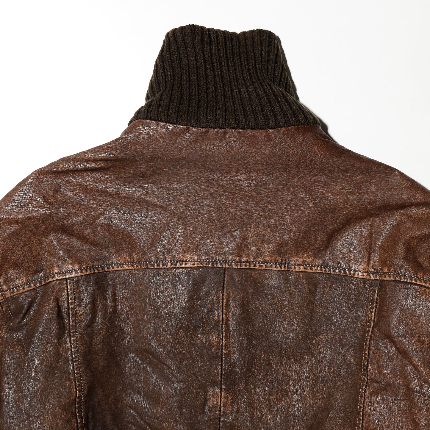 vintage ribbed aviator leather jacket