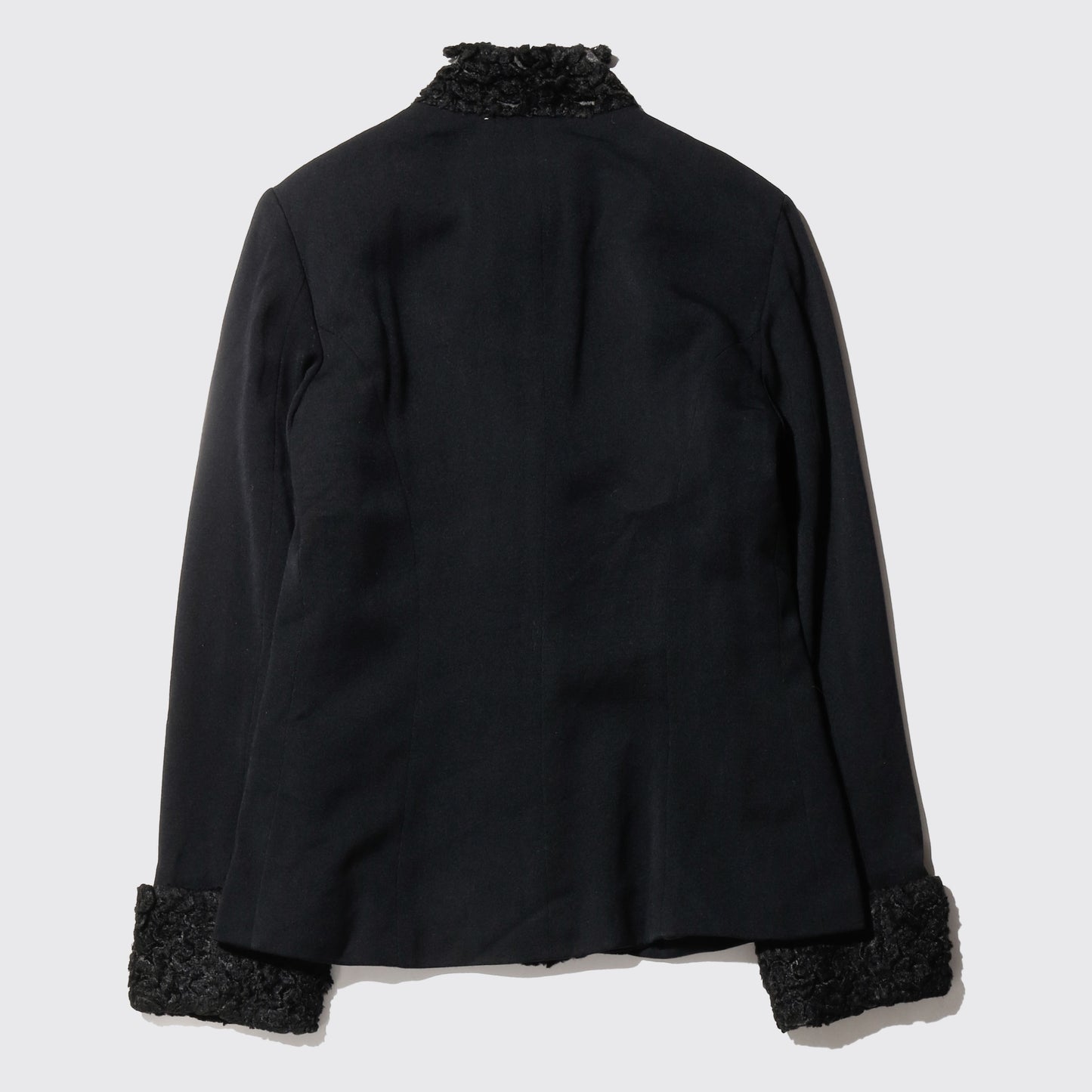 vintage Ralph Lauren lamb fur trim frog closure wool napoleon jacket