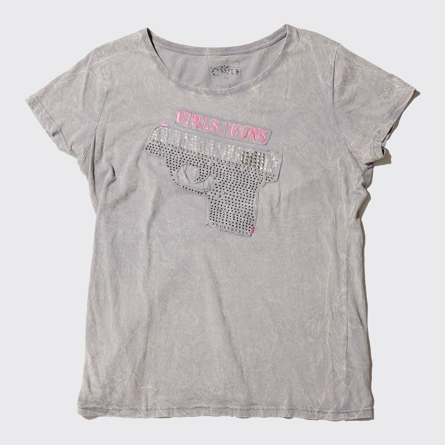 vintage 00's girls with guns studs pistol t-shirt